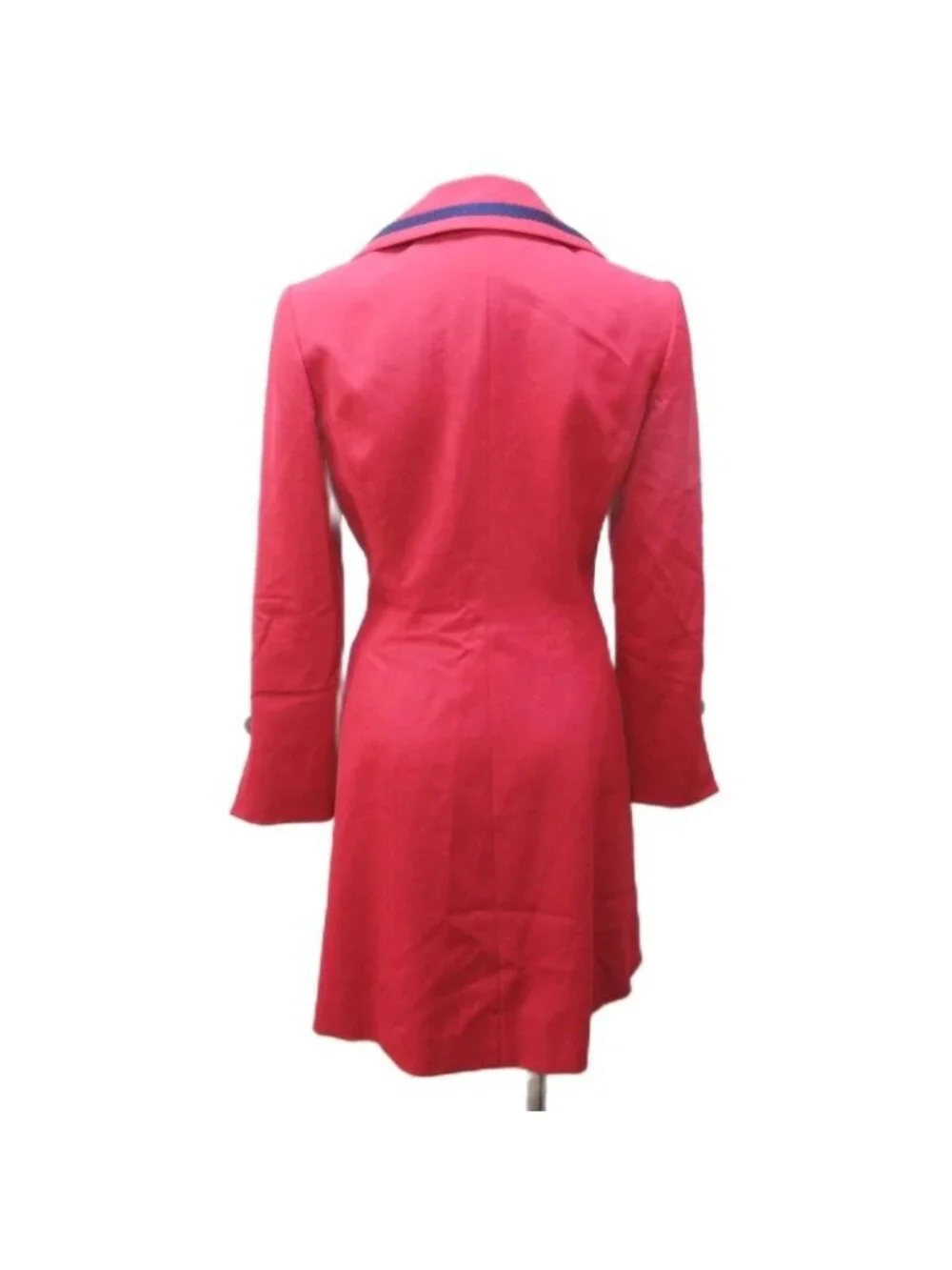 Dior Mademoiselle Vintage Long Coat Jacket Wool Visual Button S Red